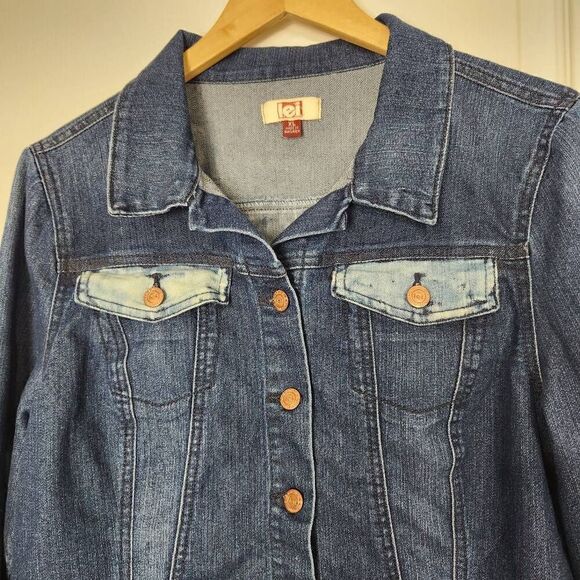 Lei Apple denim jacket Jr darkwash bleached Size XL - Picture 3 of 7